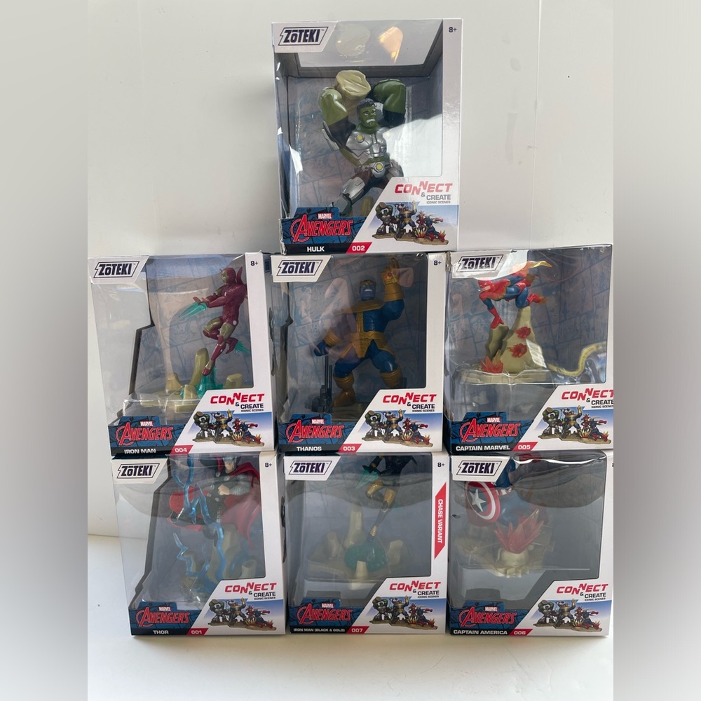 Zoteki Marvel Avengers Set of 7 Action Figures NIB Hulk Thor Thanos Iron Man